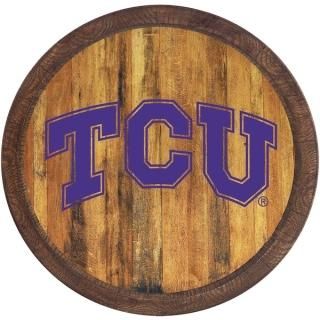 TCU・ホーンドフロッグス Faux バレル トップ サイン - ブラウン