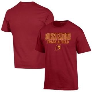 USC・トロージャンズ チャンピオン トラック & フィールド Stack Tシャツ - カーディナ