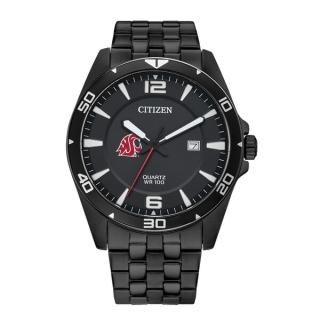 ワシントンステイト・クーガーズ Citizen Quartz ブラック-トーン ステンレス スティー