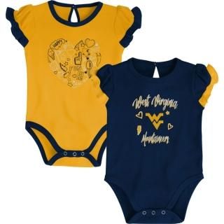 ウエストバージニア・マウンテニアーズ ガール 新生児 & キッズ トゥーo Much ラブ 2点 ロ