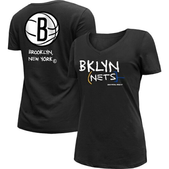 ブルックリンネッツ ニューエラ（New Era）（ニューエラ） レディース 2022/23 シティ エディション V-ネック Tシャツ - ブラック  - NBAグッズ バスケショップ通販専門店 ロッカーズ
