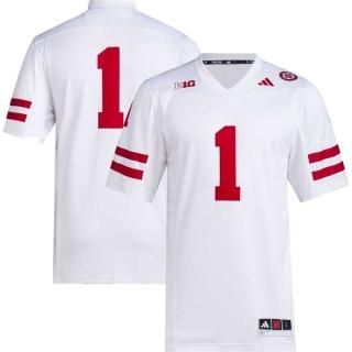 #1 Nebraska Huskers アディダス プレミア Football ジャージー - ホワ