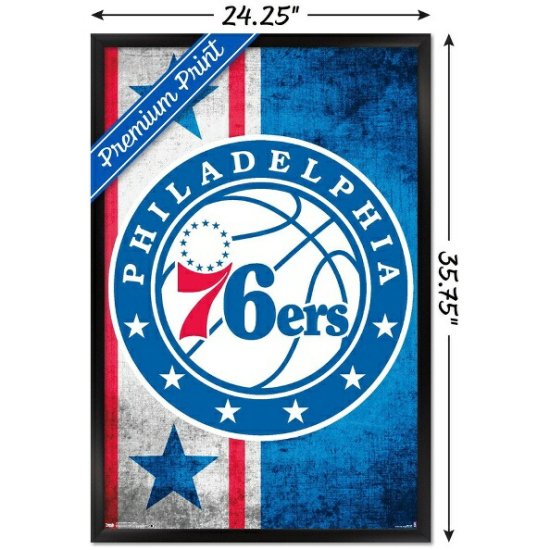 フィラデルフィアセブンティシクサーズ 24'' x 35'' ロゴ フレーム ポスター - NBAグッズ バスケショップ通販専門店 ロッカーズ