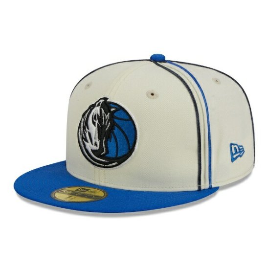 ダラスマーベリックス ニューエラ（ニューエラ（New Era）） Piping ツートーン 59FIFTY フィットタイプハット - クリーム/ブルー  - NBAグッズ バスケショップ通販専門店 ロッカーズ