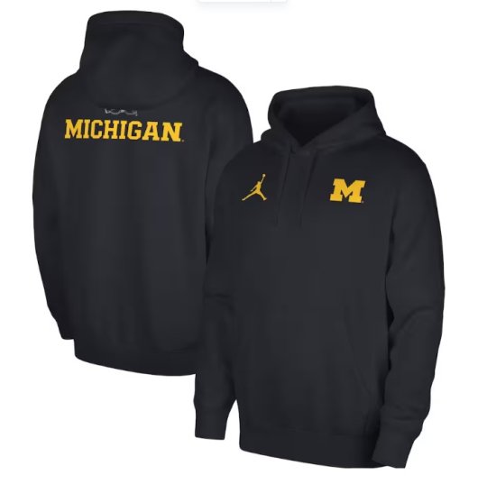 Michigan Wolverines Jordan Brand Club Pullover Hoodie - Navy
 ᡼