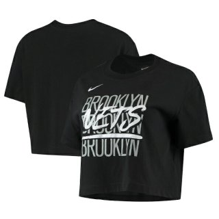 ブルックリンネッツ Nike レディース パフォーマンス Repeアット ロゴ 短く切った Tシャツ - ブラック サムネイル