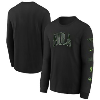 ニューオーリンズペリカンズ Nike ユース 2023/24 シティ エディション Max90 ロングスリーブ Tシャツ - ブラック サムネイル