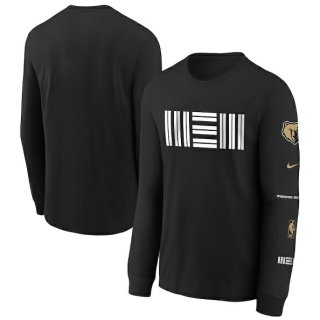 メンフィスグリズリーズ Nike ユース 2023/24 シティ エディション Max90 ロングスリーブ Tシャツ - ブラック サムネイル