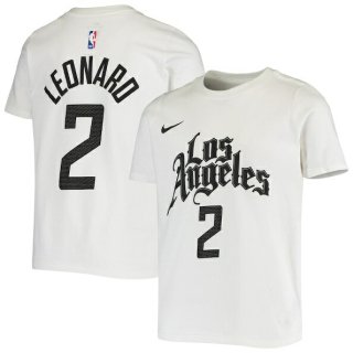 カワイ・レナード ロサンゼルスクリッパーズ Nike ユース ネーム&ナンバー パフォーマンス Tシャツ - ホワイト サムネイル