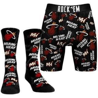 マイアミヒート Rock Em ソックス オール-オーバー ロゴ ボクサー Briefs & クルー ソックス コンボパック - ブラック