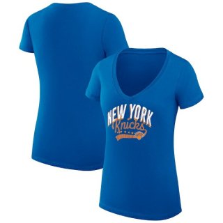 ニューヨークニックス G-III 4Her バイ カーl バンクス レディース Filigree ロゴ Vネック フィットタイプTシャツ-ブルー サムネイル
