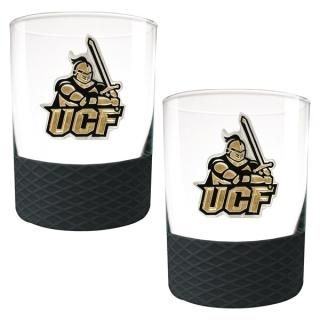 UCF・ナイツ 2パック 14オンス(414ml) ロックス ガラス セット with Silcオン