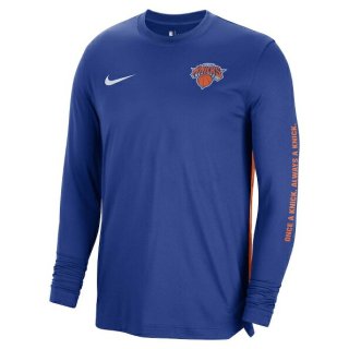 ニューヨークニックス Nike ユニセックス 2023/24オーセンティック プレゲーム ロングスリーブ シューティング シャツ - ブルー サムネイル