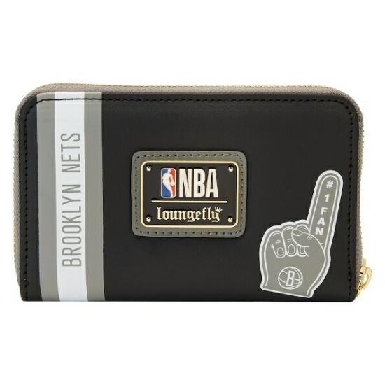 【LOUNGEFLY】 NBA ブルックリンネッツ ロゴ財布 ブルックリンネッツ ラウンジfly パッチ ジップ-アラウンド 財布