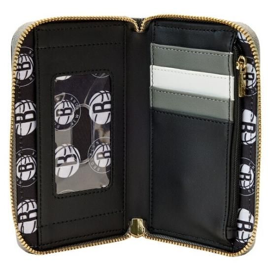 【LOUNGEFLY】 NBA ブルックリンネッツ ロゴ財布 ブルックリンネッツ ラウンジfly パッチ ジップ-アラウンド 財布