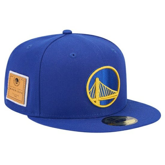 ゴールデンステイトウォリアーズ ニューエラ（ニューエラ（New Era）） コート スポーツ レザーアップリケ 59FIFTY フィットタイプハット  - ロイヤル - NBAグッズ バスケショップ通販専門店 ロッカーズ