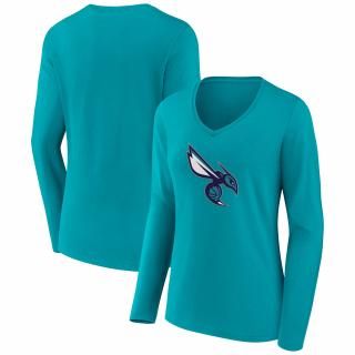 シャーロットホーネッツ レディース オルタネート ロゴ Vネック ロングスリーブ Tシャツ - アクア