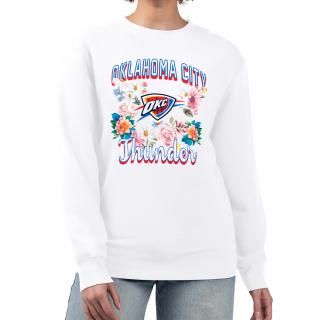 オクラホマシティサンダー G-III 4Her バイ カーl バンクス レディース フラワーs チーム ロゴ グラフィック フリース クルーneck プルオーバー スウェット - ホワイト