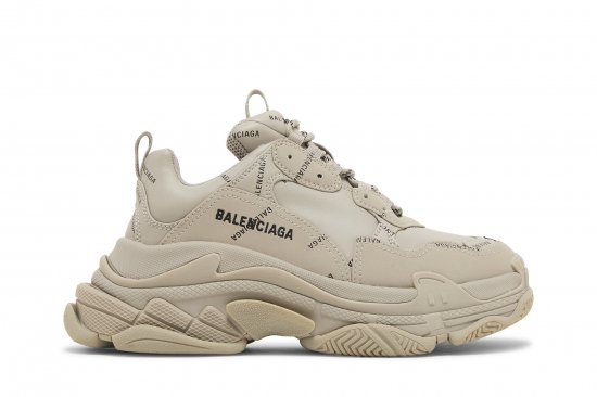 Balenciaga Wmns Triple S Sneaker 'All Over Logo - Beige' ᡼