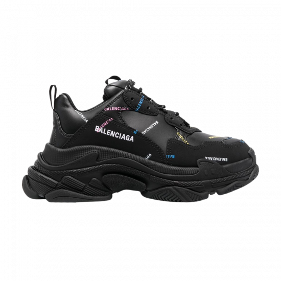 Balenciaga Wmns Triple S Sneaker 'Allover Logo - Black Multi-Color' ᡼