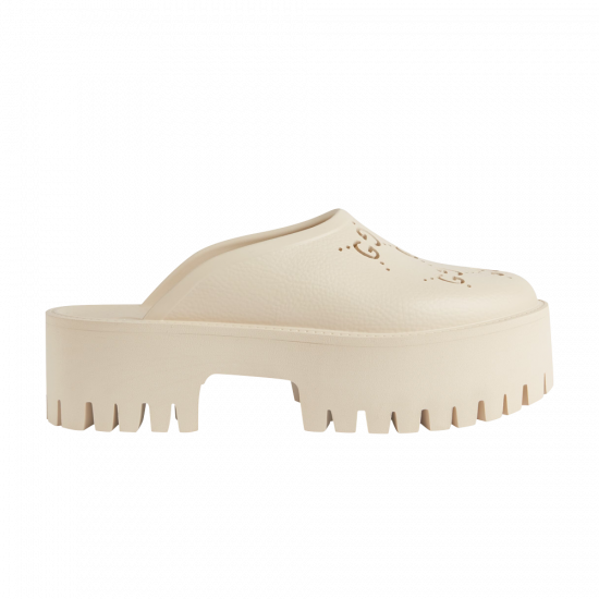 Gucci Wmns Platform Perforated G Sandal 'White Rubber' ᡼