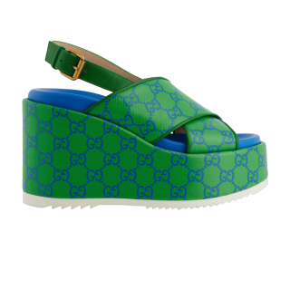 Gucci Wmns GG Supreme Platform Sandal 'Green Blue' ͥ