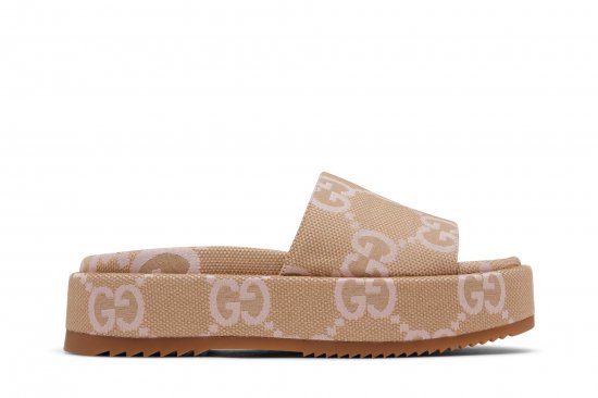 Gucci Wmns Platform Slide Sandal 'Jumbo GG - Beige Light Pink' ᡼