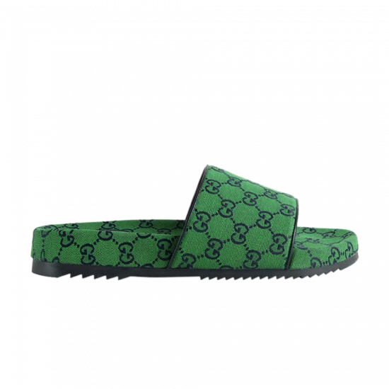 Gucci GG Canvas Slide Sandal 'Green Monogram' ᡼