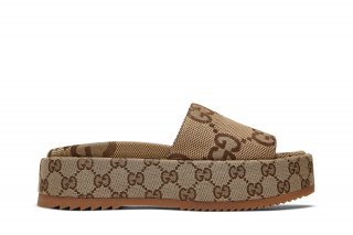 Gucci Wmns GG Lame Platform Slide Sandal 'Camel Monogram' ͥ