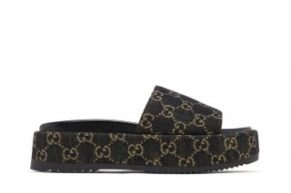 Gucci Wmns GG Lame Platform Slide Sandal 'Black' ͥ