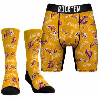 ロサンゼルス・レイカーズ Rock Em ソックス オール-オーバー ロゴ ボクサー Briefs & クルー ソックス コンボパック - ゴールド サムネイル