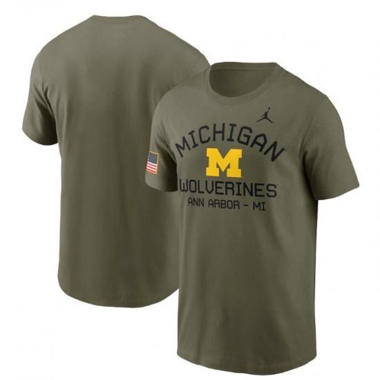 Michigan Wolverines Jordan Brand 2024 Military Appreciation Performance T-Shirt - Olive ᡼