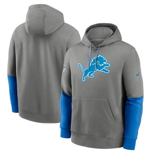 Detroit Lions Nike 2024 Sideline Club Pullover Hoodie - Gray ᡼1