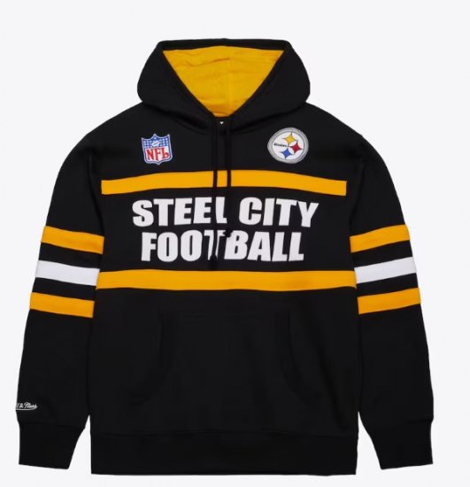 Pittsburgh Steelers Vintage Logo Head Coach Fleece Pullover Hoodie - Black
 ᡼1