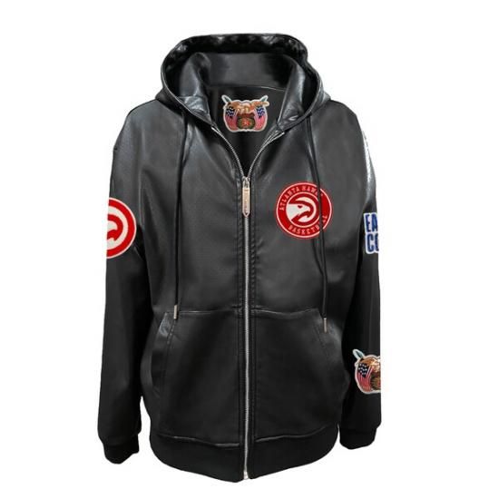 アトランタホークス Jeff Hamilトゥーn Vegan レザー フル-ジップ パーカー - ブ イメージ2