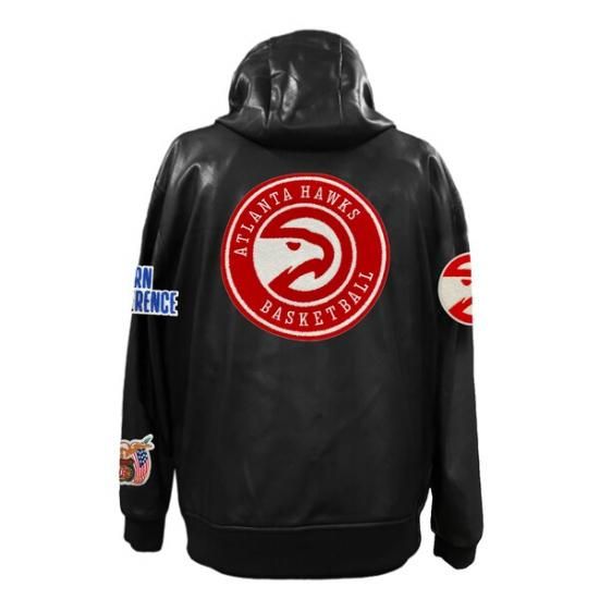 アトランタホークス Jeff Hamilトゥーn Vegan レザー フル-ジップ パーカー - ブ イメージ3