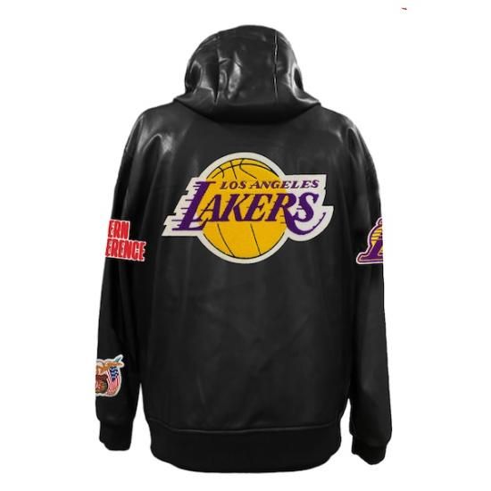 ロサンゼルス・レイカーズ Jeff Hamilトゥーn Vegan レザー フル-ジップ パーカー  イメージ3