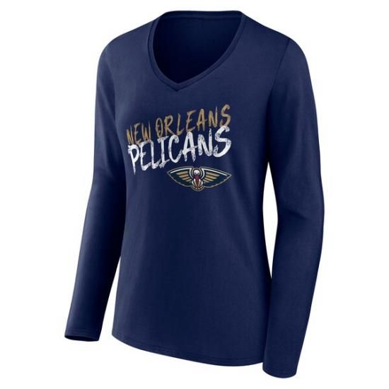 ニューオーリンズペリカンズ レディース Hustle カスタム ロングスリーブ Vネック Tシャツ  イメージ2