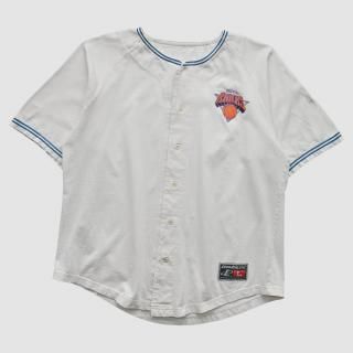 ニューヨークニックス ロゴ アスレチック 90s フル ボタン トップ - ホワイト - 2XL