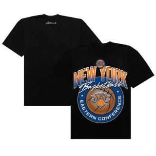 ニューヨークニックス Authmade バスケットボール メッシュ プレミアム Tシャツ - ブラッ