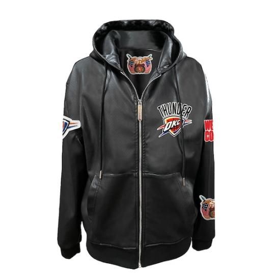 オクラホマシティサンダー Jeff Hamilトゥーn Vegan レザー フル-ジップ パーカー  イメージ2