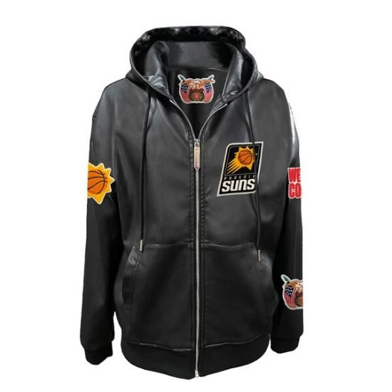 フェニックスサンズ Jeff Hamilトゥーn Vegan レザー フル-ジップ パーカー - ブ イメージ2