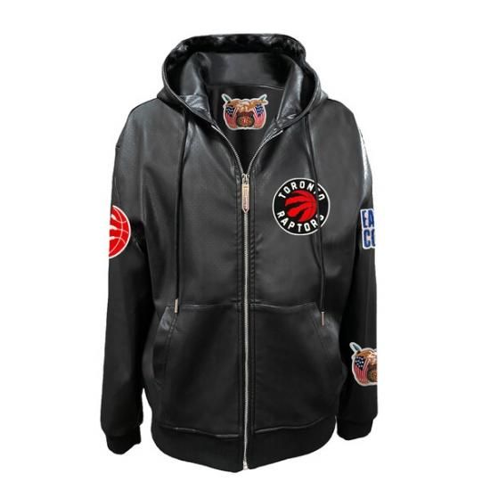 トロントラプターズ Jeff Hamilトゥーn Vegan レザー フル-ジップ パーカー - ブ イメージ2