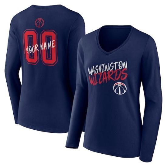 ワシントンウィザーズ レディース Hustle カスタム ロングスリーブ Vネック Tシャツ - ネ イメージ1