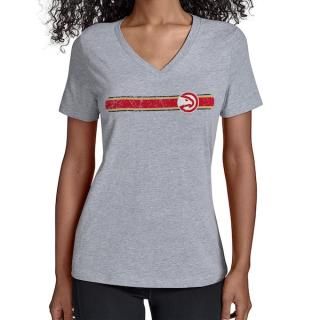アトランタホークス スターター レディース チーム ストライプ Vネック Tシャツ - グレー サムネイル