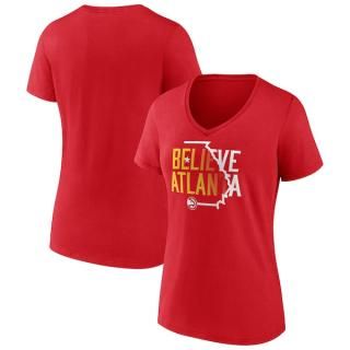 アトランタホークス レディース チーム プライド Vネック Tシャツ - レッド サムネイル