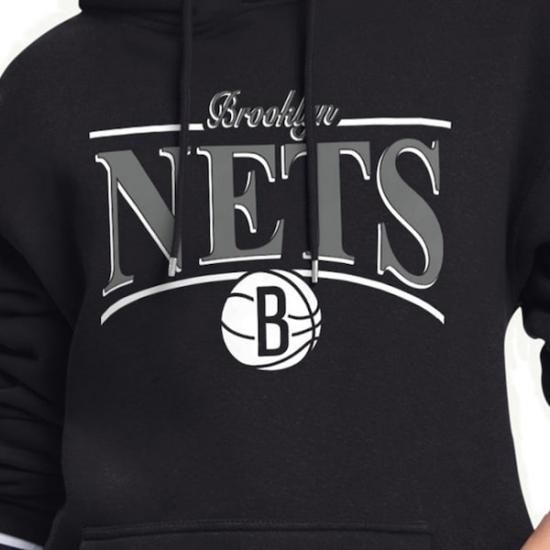 ブルックリンネッツ スターター レディース アーチ ストライプ フリース パーカー - ブラック イメージ3