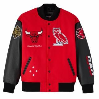 シカゴブルズ OVO x NBA フル-Snap ヴィーシティ ジャケット - レッド サムネイル