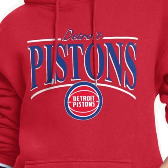 デトロイトピストンズ スターター レディース アーチ ストライプ フリース パーカー - レッド イメージ3