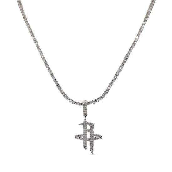 ヒューストンロケッツ GLD 14K ホワイト ゴールド ロゴ ペンダント & 20